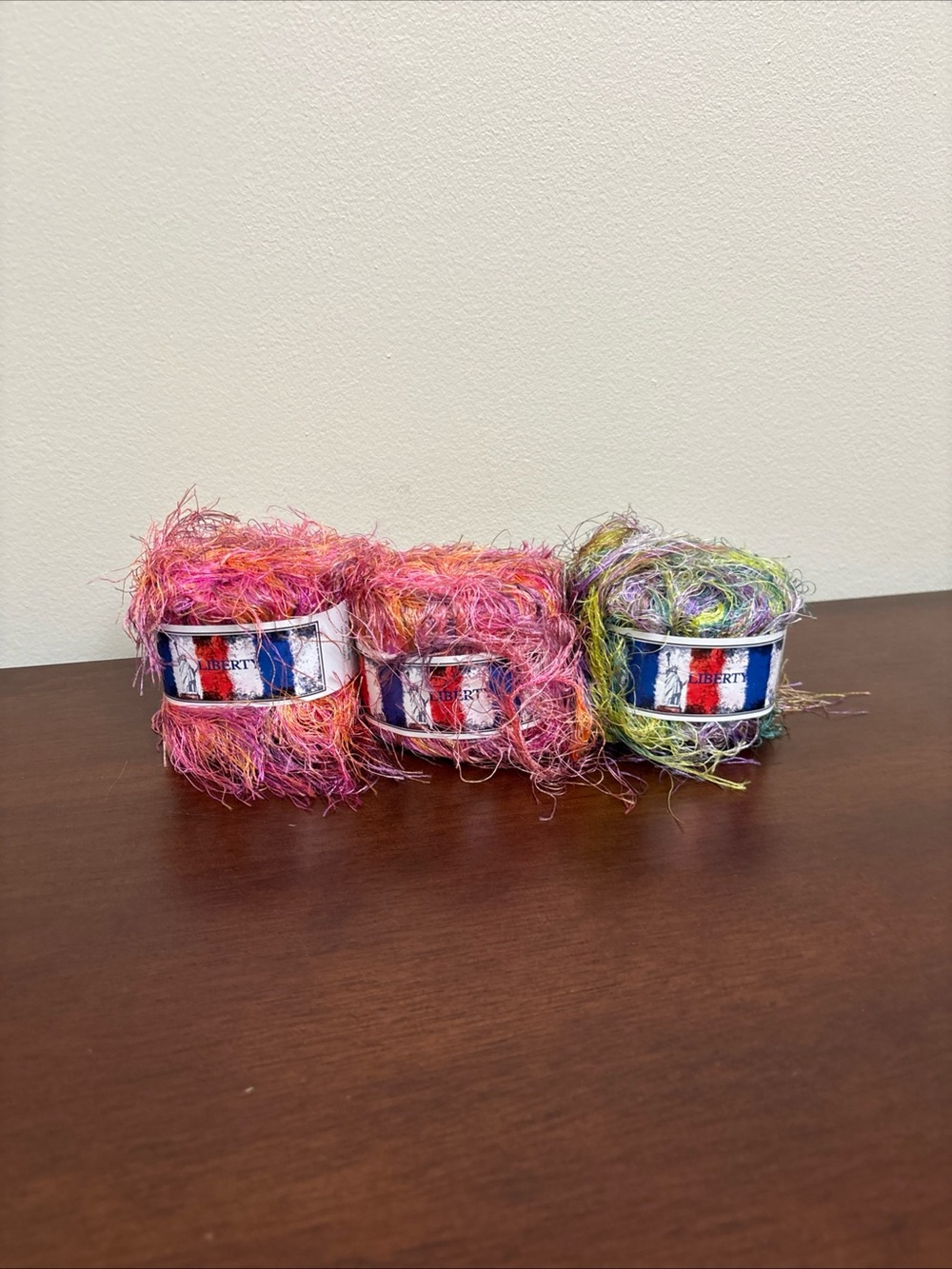 KFI Liberty #04 #07 Colorful Novelty Soft Eyelash Yarn Skein 50g 55yds Lot Of 3